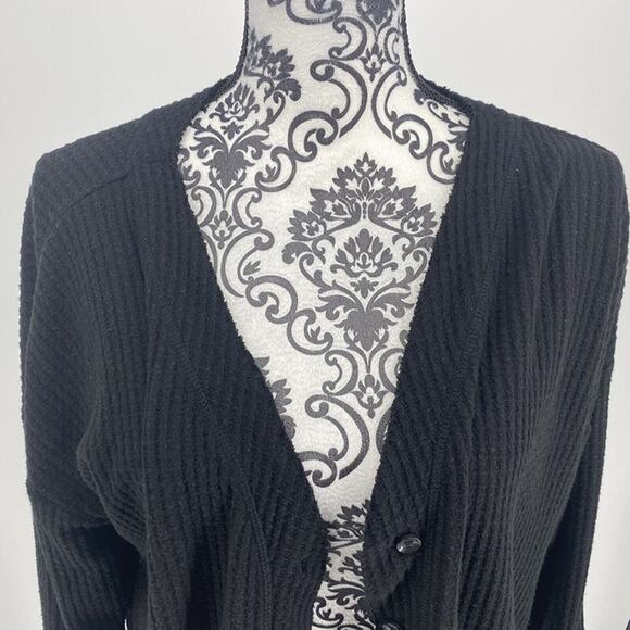 Isaac Mizrahi NY Womens Size Large Long Sleeve Waffle-Knit Button-Up Top, Grey - Picture 5 of 12